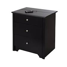 South Shore Furniture Vito Nightstand With Charging Station And Drawers Pure Black Sout Nightstand With Charging Station Black Nightstand Bedroom Night Stands