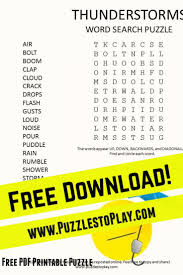 Thunderstorms Word Search Puzzle | Rain words, Free printable word  searches, Free word search puzzles