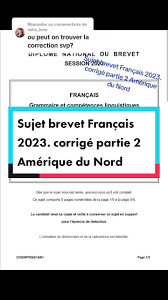 Réponse à @celia_lvnn Sujet brevet Français 2023. corrigé partie 2 Amé... |  TikTok