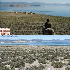 A scene from the movie, “High Plains Drifter” (1973) featuring Clint  Eastwood - Mono Lake, California - 1973. Find out MORE at  AllAboutLosAngeles.com #clinteastwood #monolake #western #1970s  #filminglocation #history #historic #popculture #thenandnow #
