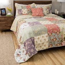 Greenland Home Fashions Blooming Prairie 5 Piece Cotton Quilt Set Microfiber Cotton Twin 4 Piece Blue Quilt Sets Bed Spreads Quilted Bedspreads