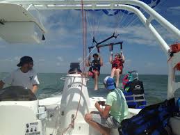 Stay dry or get dipped in the water.land and take off right off the back of the boat. Up Up And Away Picture Of Chute Em Up Parasailing Port Aransas Tripadvisor