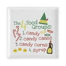 The 4 Food Groups According To Buddy The Elf From Elf The Movie This Is A Square Cocktail Plate Bu Elf Themed Christmas Party Buddy The Elf Elf Decorations