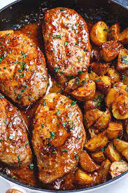 Honey Mustard Pork Chops And Potato Skillet Pork Steak Recipe Pork And Potato Recipe Honey Mustard Pork Chops
