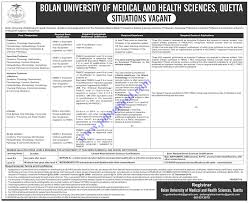Bolan University Of Medical Health Sciences Bumhs Latest Jobs 2019 Health Science Medical Jobs University Professor