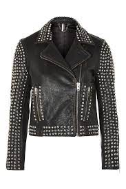 Hand Made Genuine Biker Leather Jacket Silver Studded Black Front Zipper Motor Biker Studded Leather Jacket Black Studded Leather Jacket Studded Jacket