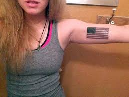 Black And White American Flag Shoulder Tattoo Pin On Tatted