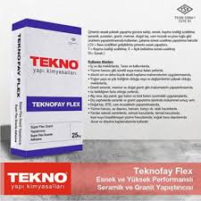 Teknofay Flex Seramik Ve Granit Yapistiricisi Cimento Esasli Yuksek Yapisma Gucune Sahip Esnek Kayma Ozelligi Azaltilmis Seramik Porselen Granit Mermer Dogal Tas Cam Mozaik Ve Pres Tugla Gibi Urunlerin Yapistirilmasinda Kullanilan