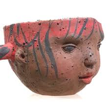 Jo Rowley Stoneware Girl Cup 2.75"H x 6"W x 4"D $95