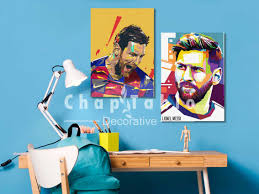 ست تابلو شاسی لیونل مسی طرح نقاشی | کد SV101 - فروشگاه تابلو دکوراتیو، شاسی  و بوم