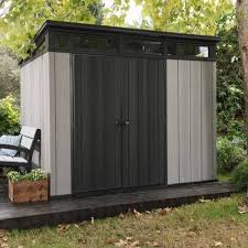 Manor 4 Ft W X 6 Ft D Plastic Vertical Storage Shed Plastic Storage Sheds Outdoor Storage Solutions Bike Shed