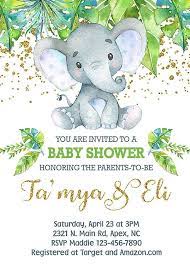 Boy Elephant Baby Shower Invitation White Green Gold Boy Etsy In 2021 Elephant Baby Shower Invitations Safari Baby Shower Invitations Baby Shower Invitations For Boys