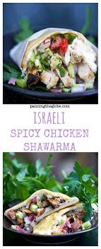 Spicy Chicken Shawarma With Chopped Salad And Lemony Tahini Sauce Recipe Chicken Shawarma Recipes Food