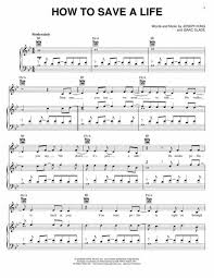 Gary jules mad world keyboard piano cover by accompanion. How To Save A Life By The Fray Digital Sheet Music For Piano Vocal Guitar Download Print Hx 28922 Sheet Music Plus