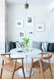 Dining Nook Ideas Love The Built In Bench White Round Table And Wood Chairs Dining Room Small Dining Room Inspiration Dining Room Design