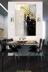 Black And White Wall Painting Animals Original Oil Painting Abstract Modern On Canvas Gold Leaf Large Wall Art By Victoria S Art Design Abstract Painting Oversized Canvas Art Art Deco Paintings