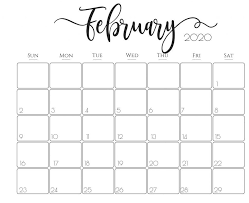 Feb 2020 Calendar Vertical Monthly Calendar Printable Calendar Printables February Calendar