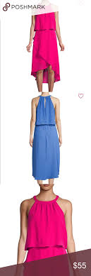Saks Fifth Avenue Asymmetrical Popover Dress Passion Pink Asymmetrical Popover Dress With Keyhole Size 2 Absolutely Beautiful Color In 2019 Beautiful Cocktail Dresses Fashion Avenue Dresses