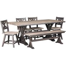Size, color and design can be customized. Bring Farmhouse Charm With An Urban Update To Your Home With The Urban Farmhouse 6 Piece Dining S Farmhouse Dining Table Brown Dining Room Set Farmhouse Dining