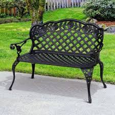 Sol 72 Outdoor Vanda Steel Bench Steel Bench Traditional Benches Metal Garden Benches