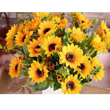 Pin By Amazon Galaxy Shopping On Artifical Plants For Home Decoration Artificial Flower Bouquet Sunflower Bouquets Sunflower Wedding