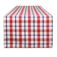 The runner is red, greens, and white plaid. 14 X 108 Red And White Plaid Table Runner Walmart Com Walmart Com