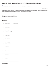 Contoh penulisan (contoh jawapan kerja kursus sejarah pt3 2018) kegiatan sosial ekonomi kg padang jawa, shah alam adalah terbahagi kepada dua iaitu aktiviti ekonomi dan kehidupan sosial. Contoh Kerja Kursus Sejarah Pt3 Bangunan Bersejarah