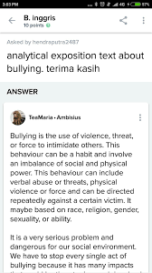 Xi science 1 analytical exposition ( banjir ) 1. Analytical Exposition Text About Bullying Masnurul