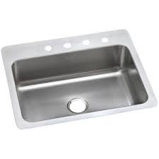 Feed the faucet's supply tubing and tailpiece through the gasket that seals the faucet to the sink and then up through the hole (or holes) in sink. Dayton Dayton Elite 27 X 22 In 2 Hole Stainless Steel Single Bowl Dual Mount Kitchen Sink In Elite Satin Dsesr127222 Ferguson