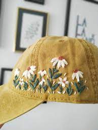 Hand Embroidered Hat Embroidered Baseball Cap Floral Etsy In 2021 Embroidered Hats Embroidered Hats Ideas Hat Embroidery