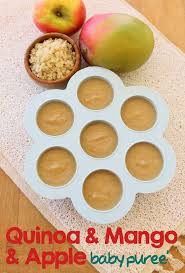 Mango Quinoa Apple Baby Puree 6 Months Buona Pappa Recipe Baby Food Recipes Healthy Baby Food Pureed Food Recipes