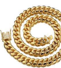 9ct cuban solid yellow genuine gold mens necklace 81.4gr 26 8mm cz new 375. Wholesale Stainless Steel Hip Hop 18k Gold Plated Miami Curb Cuban Link Chain Men Cuban Necklace Buy Stainless Steel Cuban Link Chains Necklace 14 K 18k Gold Plated Jewelry Cuban Necklace Cuban