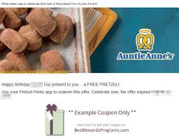 Auntie Anne S Free Birthday Food Best Rewards Programs In 2020 Free Birthday Food Free Birthday Stuff Birthday Food