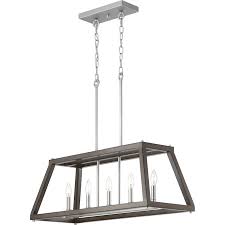 Its a beautiful statement light fixture and with 12 bulbs it is bright. Progress Lighting Forrester 5 Light Teak Wood And Satin Nickel Transitional Chandelier In The Chandeliers Department At Lowes Com