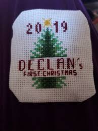 I used a slightly larger embroidery hoop than the one i bought for the ornament, so i didn't have to worry about. Fo Baby S First Ornament Cross Stitch Pattern From Etsy Shop Called Tangledtoad Crossstitch