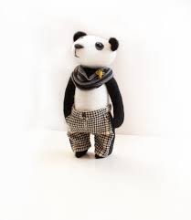 Bear Panda Boy Stylized Bear Black And White Handmade Etsy Handmade Stuffed Toys Panda Stylized