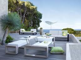 Spacious Patio With Contemporary Outdoor Furniture Of Wooden Table And Long Bench Modern Outdoor Patio Modern Outdoor Furniture Contemporary Outdoor Furniture