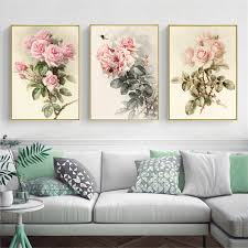 Rose wall png images vectors and psd files free download on pngtree. Vintage Flower Wall Art Posters Canvas Print Pink Rose Home Decor Wall Pictures Shopee Malaysia
