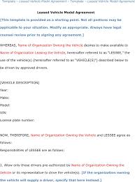 vehicle lease agreement template free download speedy template