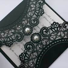 Black Lace Wedding Invitation With Pearl Details Mariages En Noir Idees De Mariage Faire Part Mariage