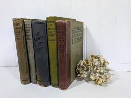Decorative Old Books Set Of 5 In Earth Tones Blue Green Grey Browns Vintage Books Lot For Decor Journaling Scrapbooking P Book Decor Brown And Grey Earth Tones