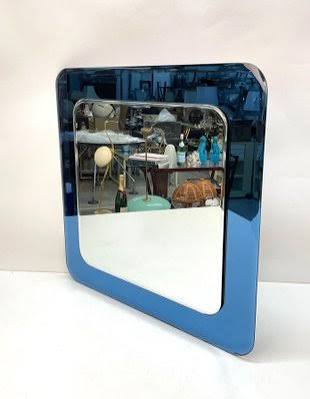 Blue Color Mirror Square Wall Decor