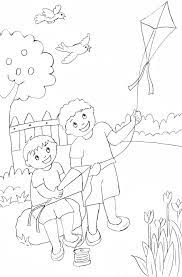 Gambar anak bermain layang layang kartun. Terbaru 10 Gambar Mewarnai Pemandangan Dengan Objek Lucu Gambar Mewarnai Anak Bermain Layang Layang