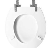 BEMIS Weston Round Soft Close Enameled Wood Closed Front Toilet Seat in  White Never Loosens Chrome Metal Hinge 526CHSLP 000