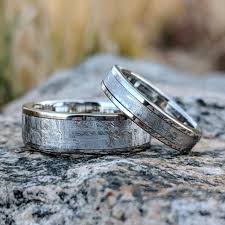 Meteorite Ring Wedding Ring Set Cobalt Chrome Ring Sleeve Etsy Meteorite Wedding Rings Mens Wedding Rings Wedding Rings