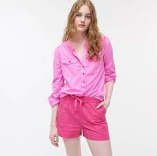 J Crew Women Seaside Short In Linen Blend Neon Flamingo Size Xxs Item J2325 Ebay