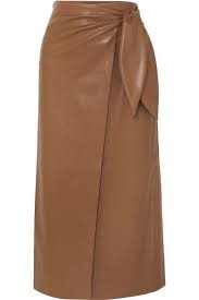 nanushka amas vegan leather wrap skirt leder midirock modestil rock
