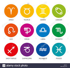 rainbow colored astrological signs of the zodiac twelve