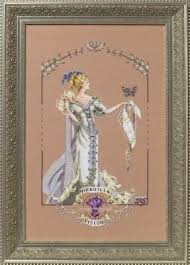 Waiting for ships is stitched on linen from a mirabilia pattern. Lady Mirabilia Cross Stitch Pattern 123stitch