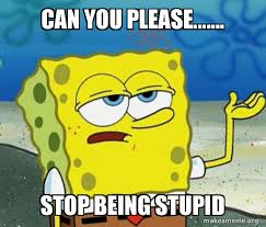 Can You Please Stop Being Stupid Tough Spongebob I Ll Have You Know Make A Meme